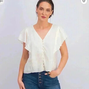 Anthropology Dolan Buttoned flowy blouse